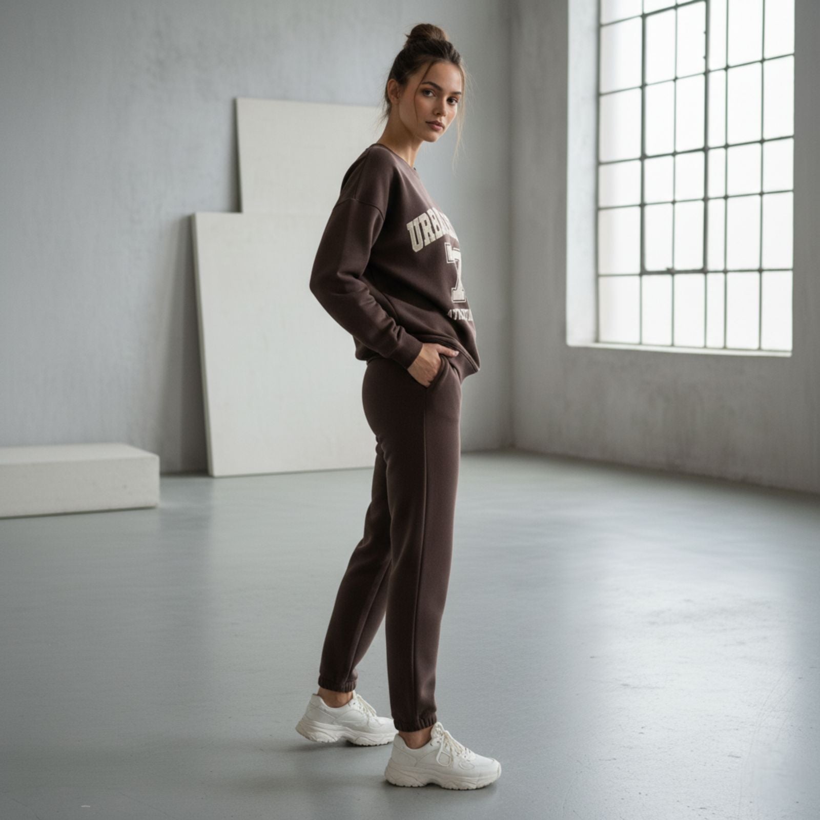 Dark Brown Colour Women's Comfortable Co-Ord Set with Graphic Print