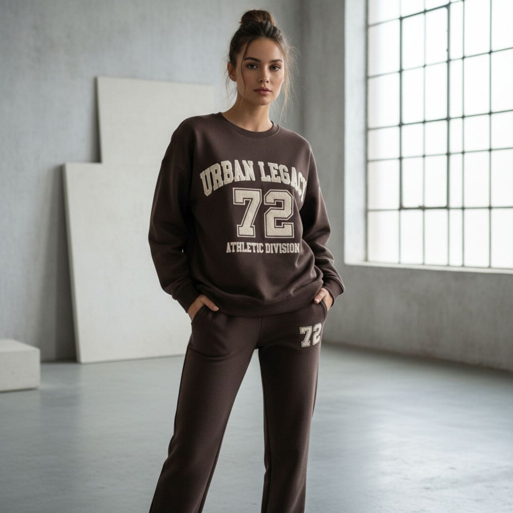 Dark Brown Colour Women's Comfortable Co-Ord Set with Graphic Print