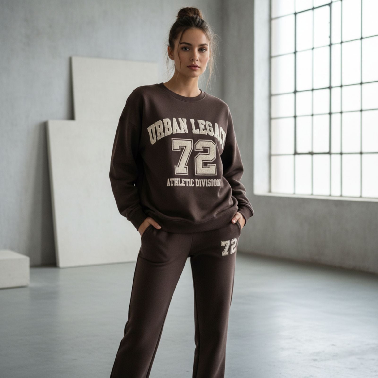 Dark Brown Colour Women's Comfortable Co-Ord Set with Graphic Print