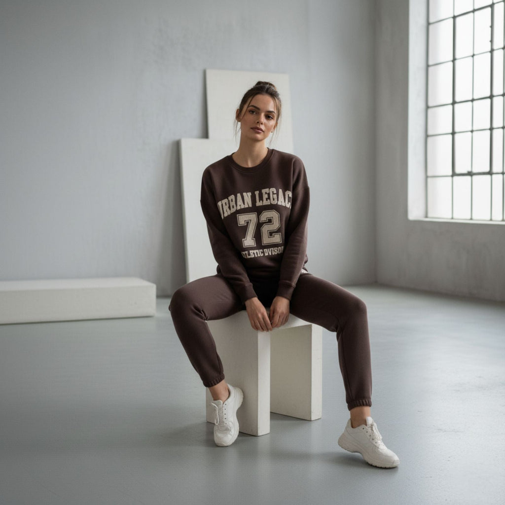 Dark Brown Colour Women's Comfortable Co-Ord Set with Graphic Print