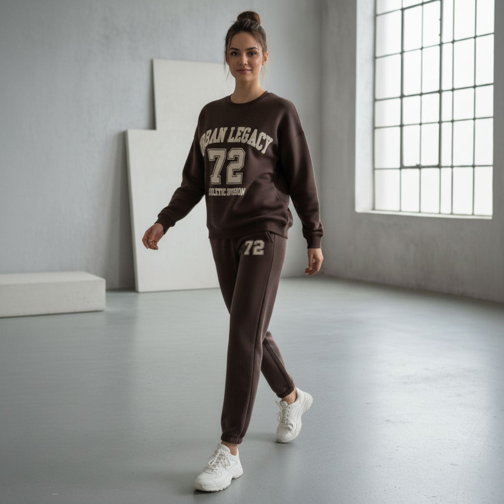 Dark Brown Colour Women's Comfortable Co-Ord Set with Graphic Print