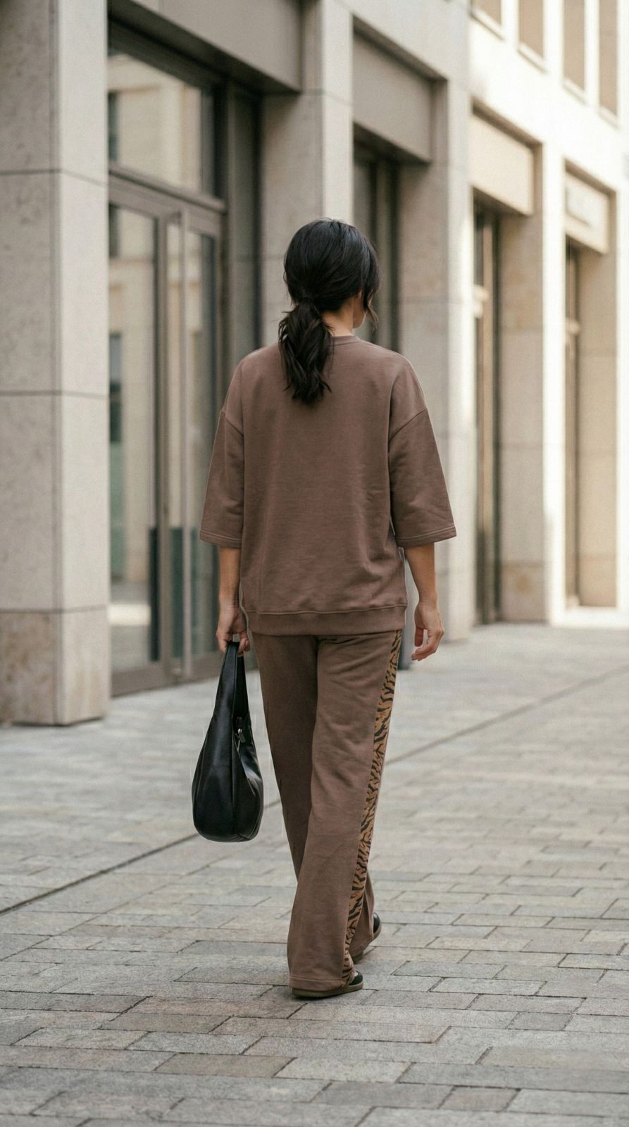 Coffee Brown Colour Women's Co-Ord Set with Leapord Print