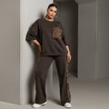 Chocolate Brown Colour Women's Co-Ord Set with Leopard Print