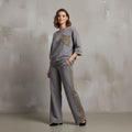Steel Grey Colour Women's Co-Ord Set with Leapord Print