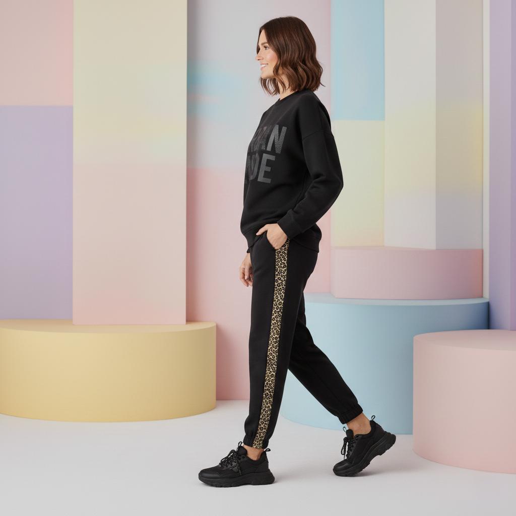 "Urban Mode" Deep Black Colour Women's Comfortable Co-Ord Set