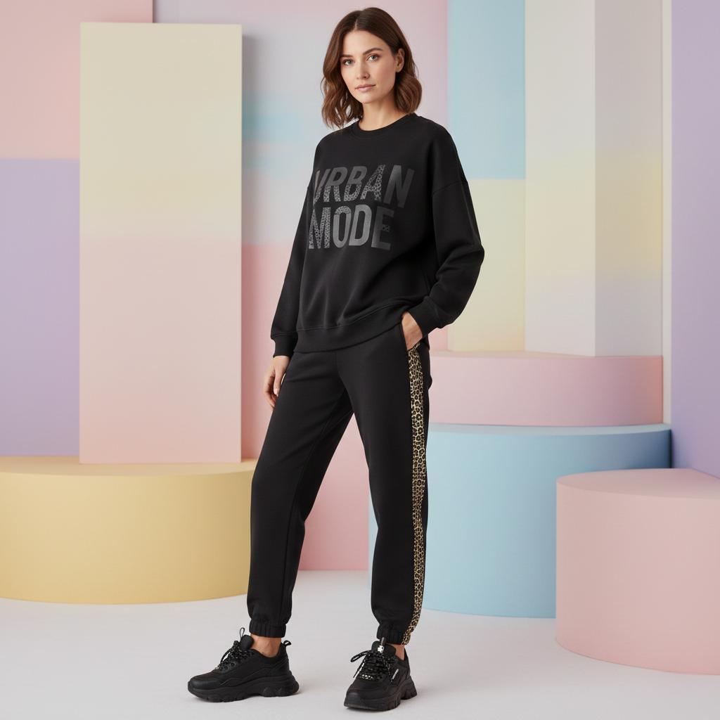 "Urban Mode" Deep Black Colour Women's Comfortable Co-Ord Set