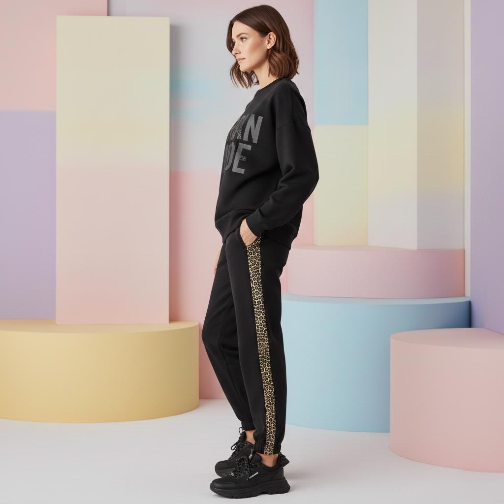 "Urban Mode" Deep Black Colour Women's Comfortable Co-Ord Set