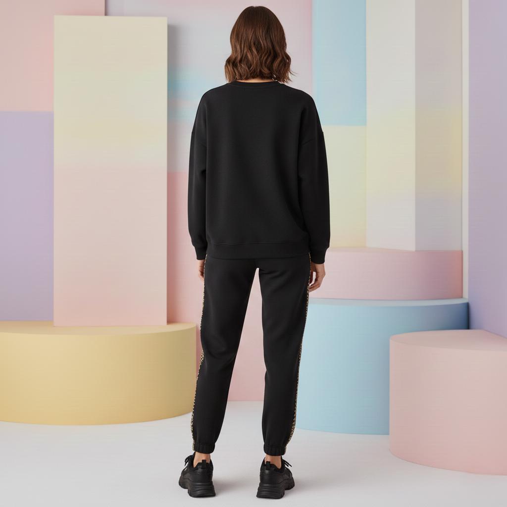 "Urban Mode" Deep Black Colour Women's Comfortable Co-Ord Set