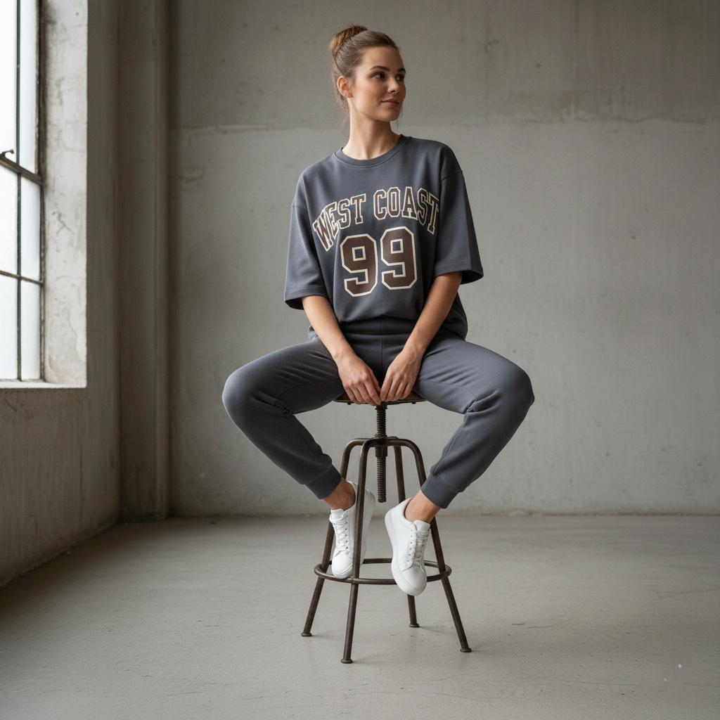 "West Coast" Dark Grey Colour Women's Comfortable Co-Ord Set