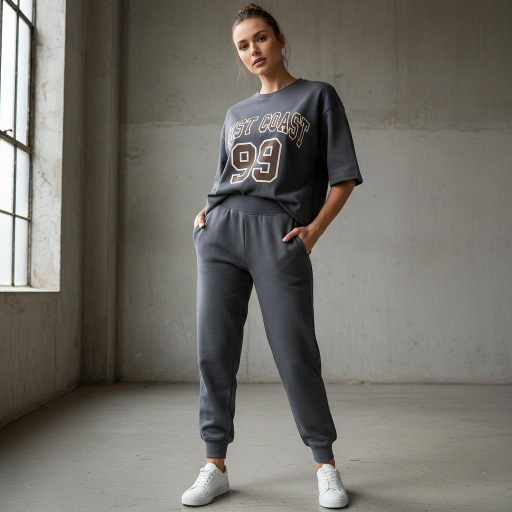 "West Coast" Dark Grey Colour Women's Comfortable Co-Ord Set
