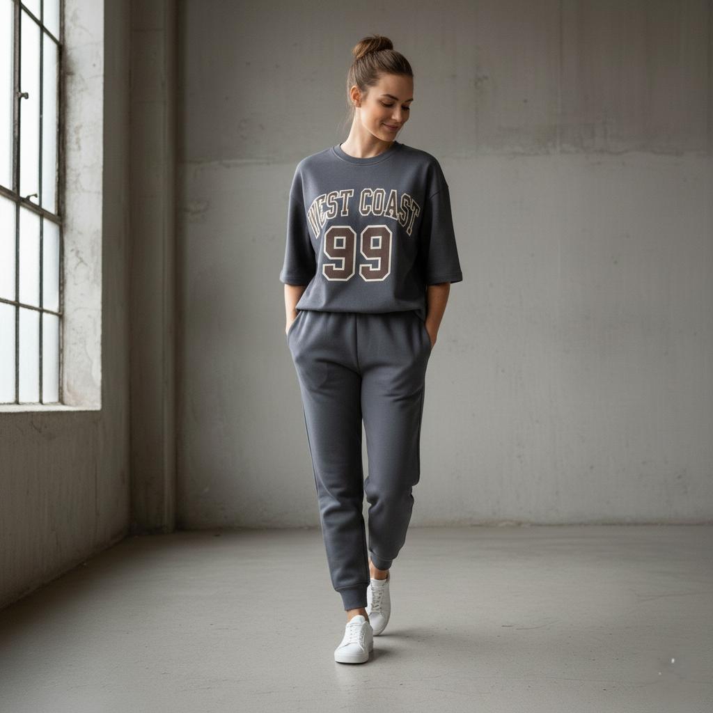 "West Coast" Dark Grey Colour Women's Comfortable Co-Ord Set