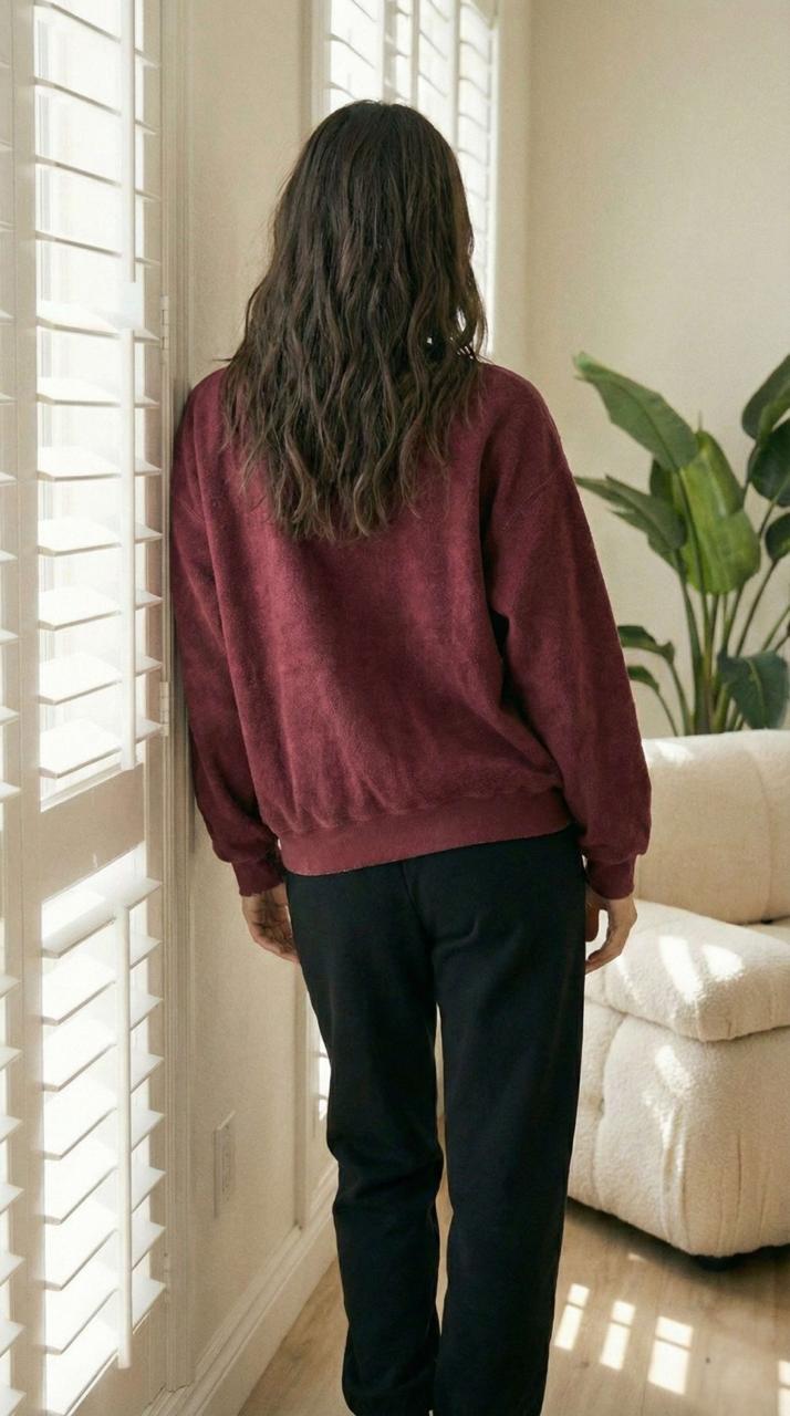 "California" Burgundy Colour Women's Comfortable Co-Ord Set