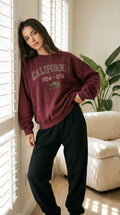 "California" Burgundy Colour Women's Comfortable Co-Ord Set