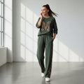 Forest Green Colour Women's Co-Ord Set with Leapord Print