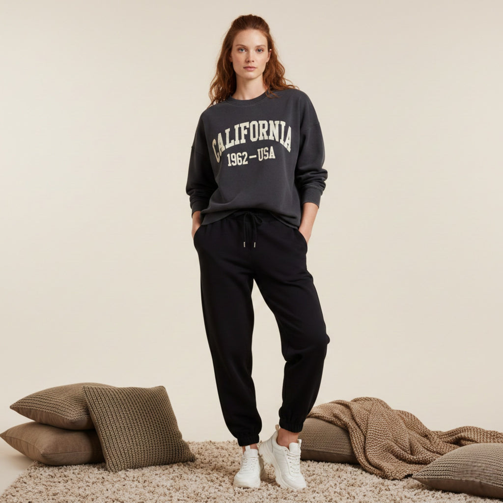 "California" Dark Grey Colour Women's Comfortable Co-Ord Set