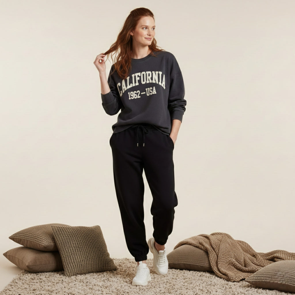 "California" Dark Grey Colour Women's Comfortable Co-Ord Set