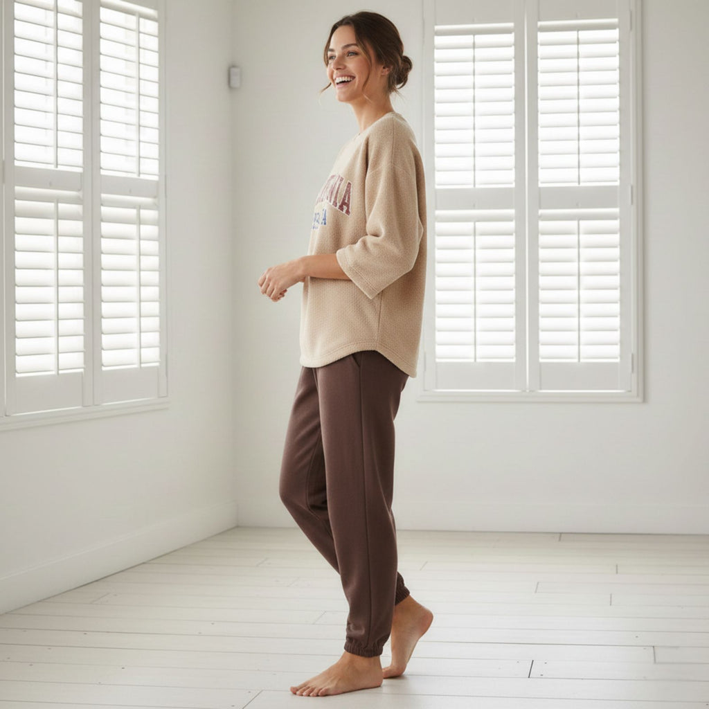 "California" Beige Colour Oversized Comfortable Co-Ord Set