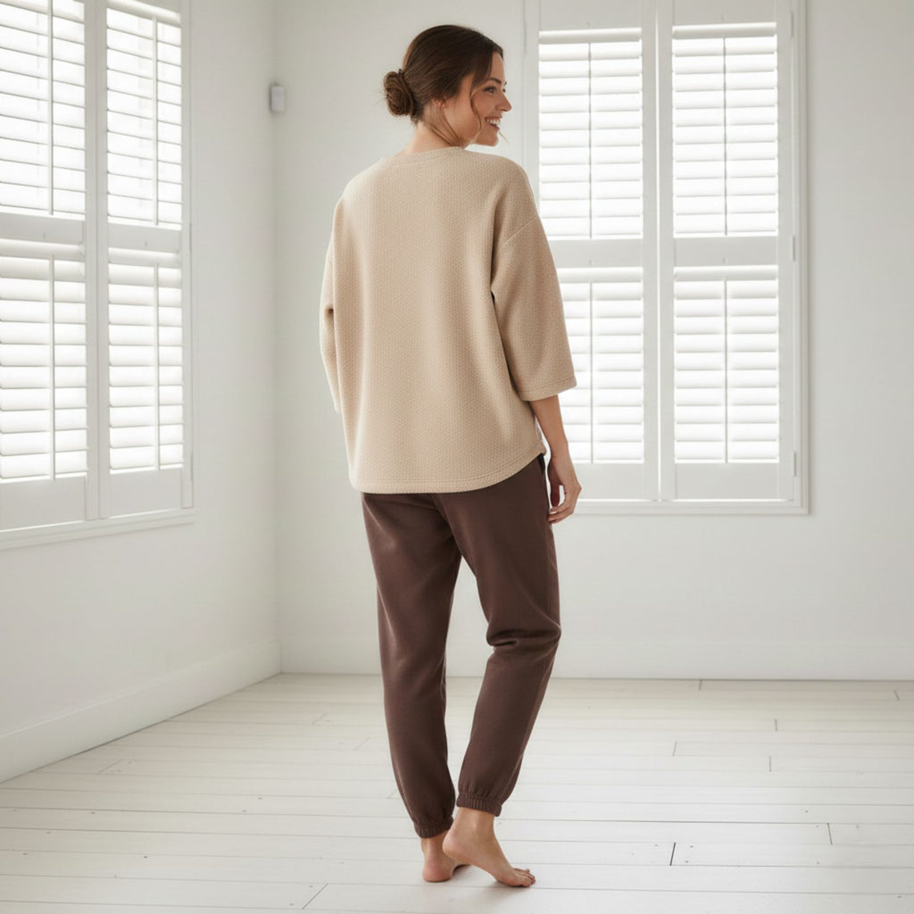 "California" Beige Colour Oversized Comfortable Co-Ord Set