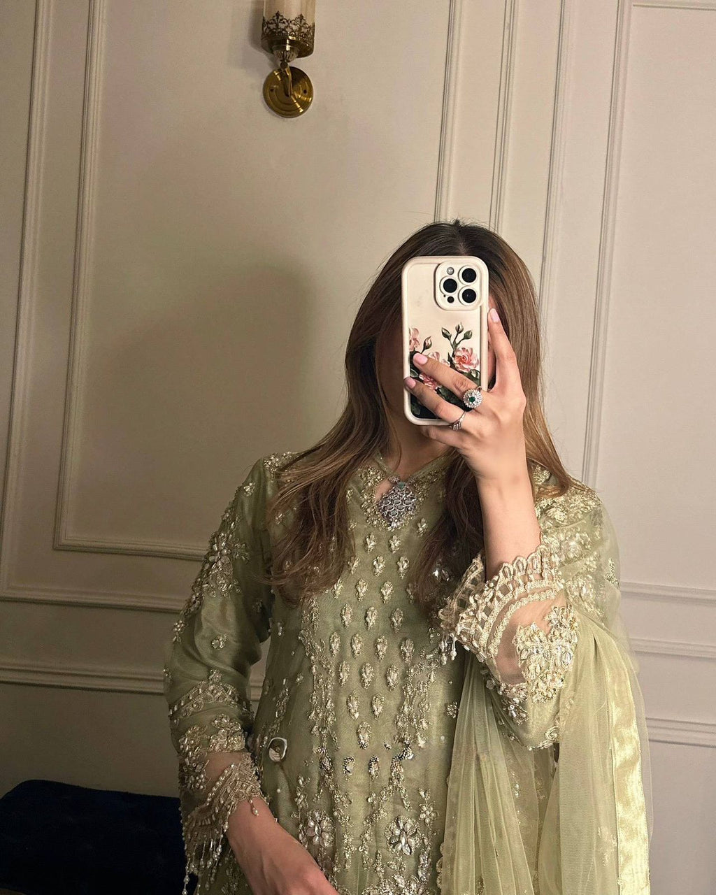 Designer Heavy Faux Georgette Embroidered Kurta Palazzo Set with Dupatta – Sequin & Moti Work Party Wear Suit