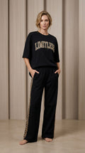 'Limitless' Rich Black Colour Women's Co-Ord Set with Leopard Print