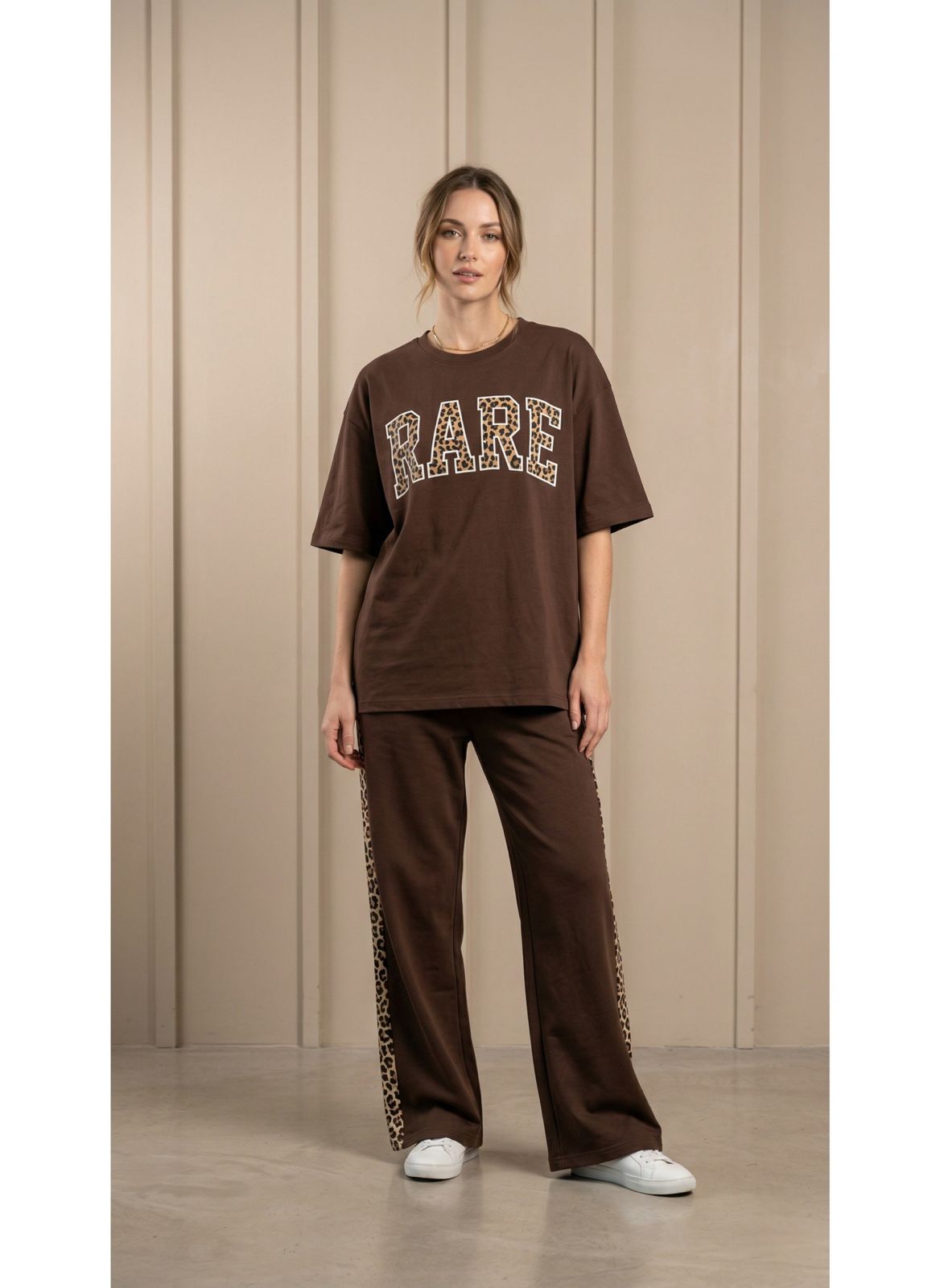 'RARE' Mud Brown Colour Women's Co-Ord Set with Leopard Print