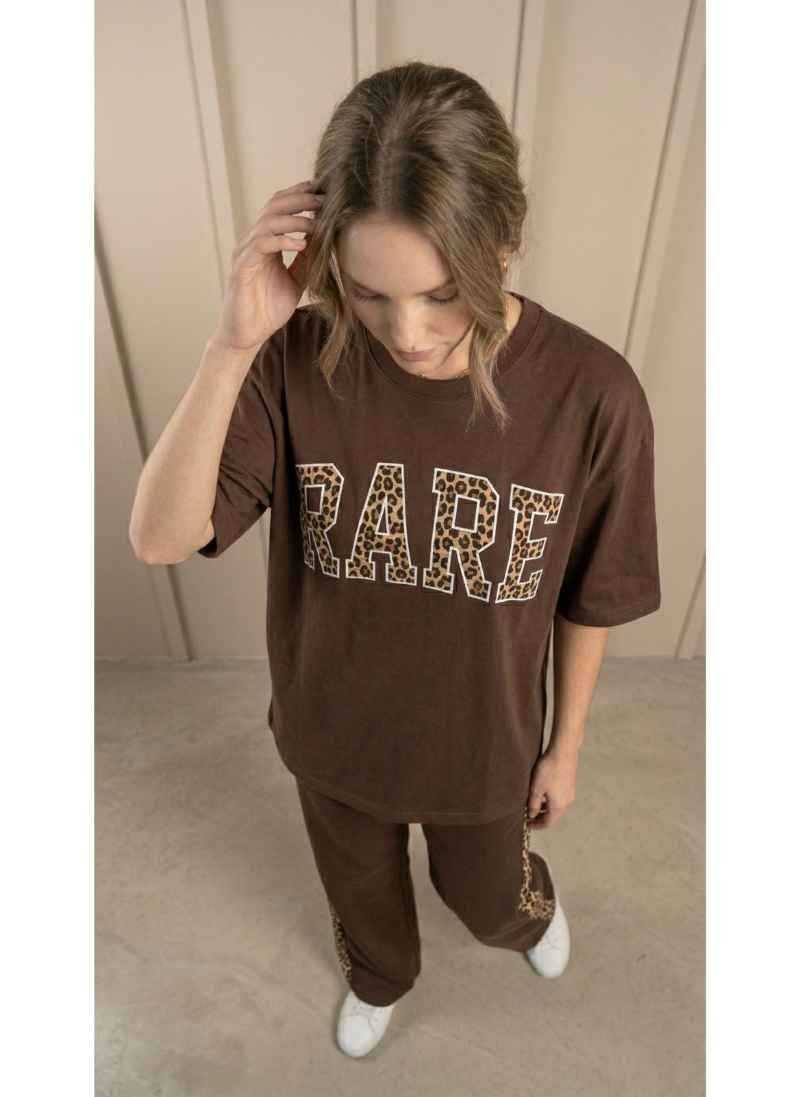'RARE' Mud Brown Colour Women's Co-Ord Set with Leopard Print