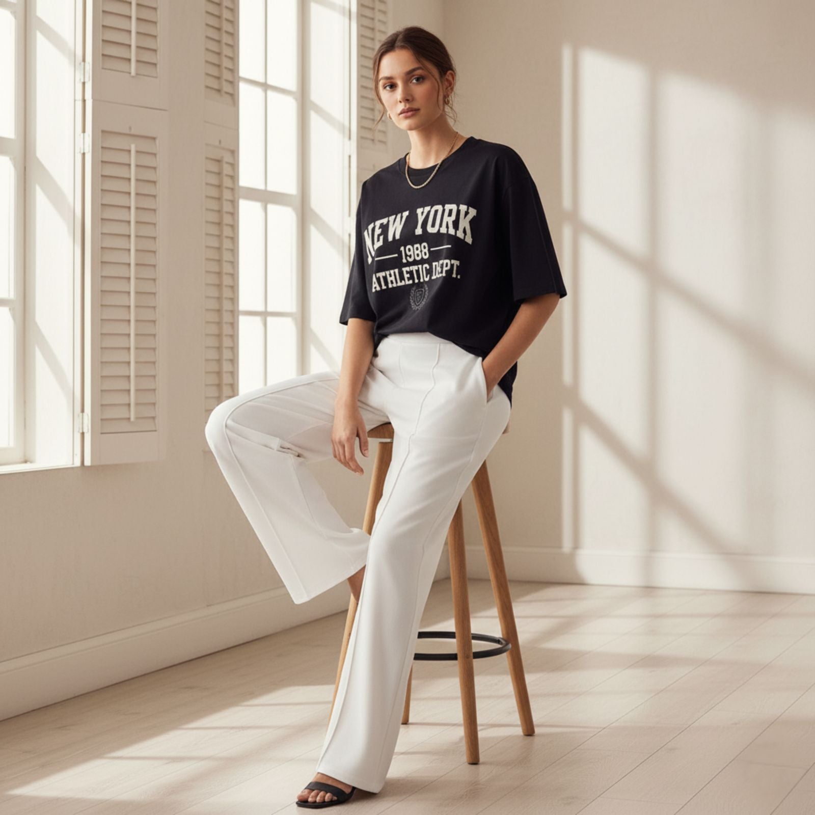 'NEW YORK'  Multicolour Women's Comfortable Co-Ord Set