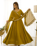 Premium Chinon Silk Embroidered Kurta Sharara Set with Dupatta
