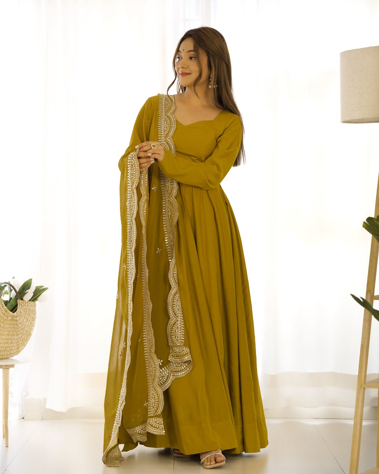 Premium Chinon Silk Embroidered Kurta Sharara Set with Dupatta