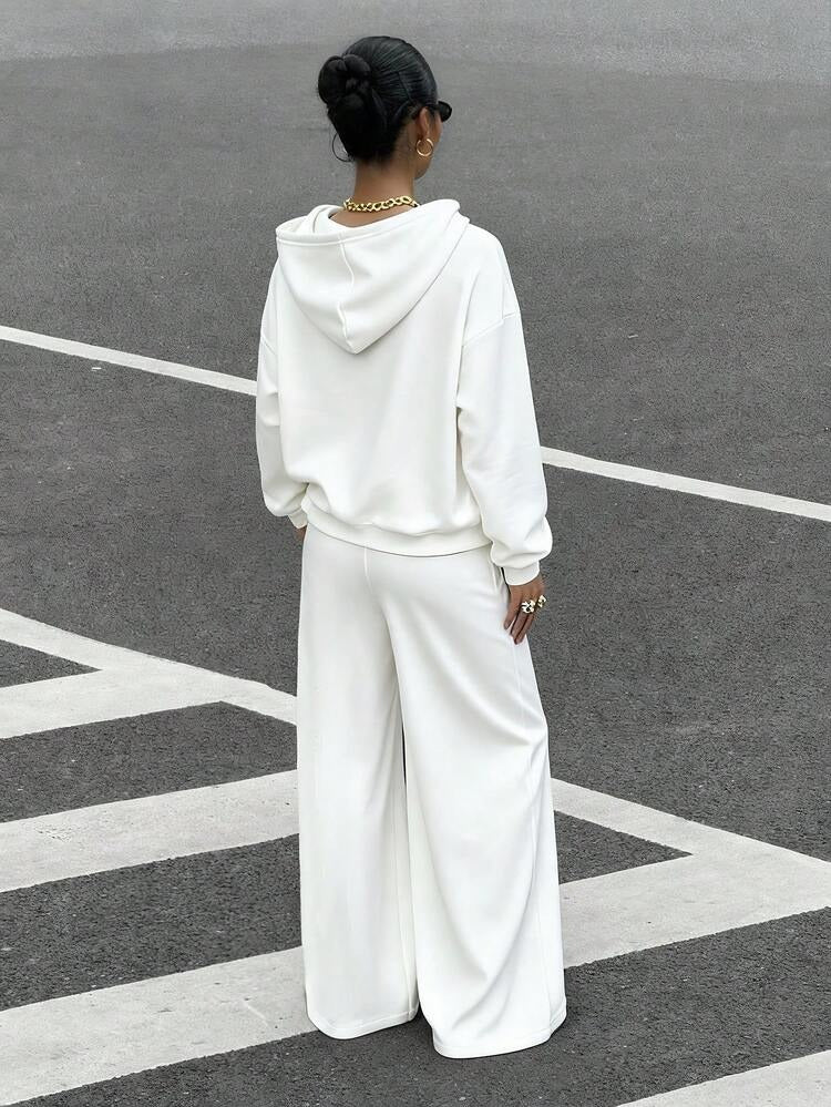 Women’s Premium White Relaxed Fit Hoodie Co-ord Set