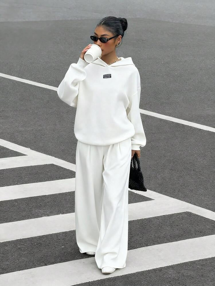 Women’s Premium White Relaxed Fit Hoodie Co-ord Set
