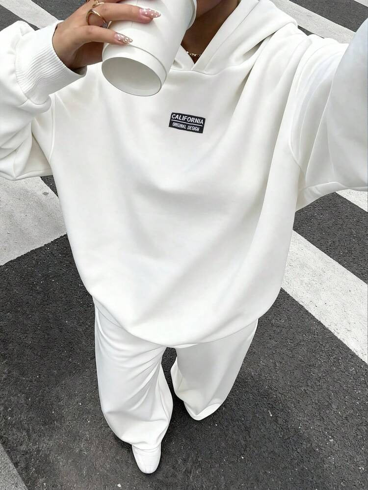 Women’s Premium White Relaxed Fit Hoodie Co-ord Set