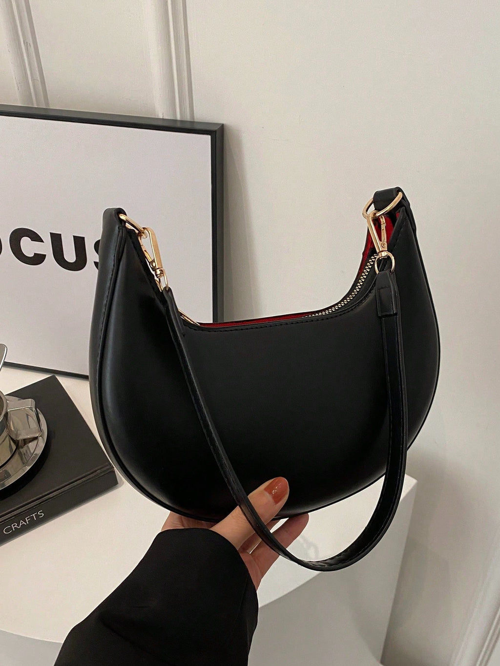 Crescent-Shaped Women's Shoulder Bag