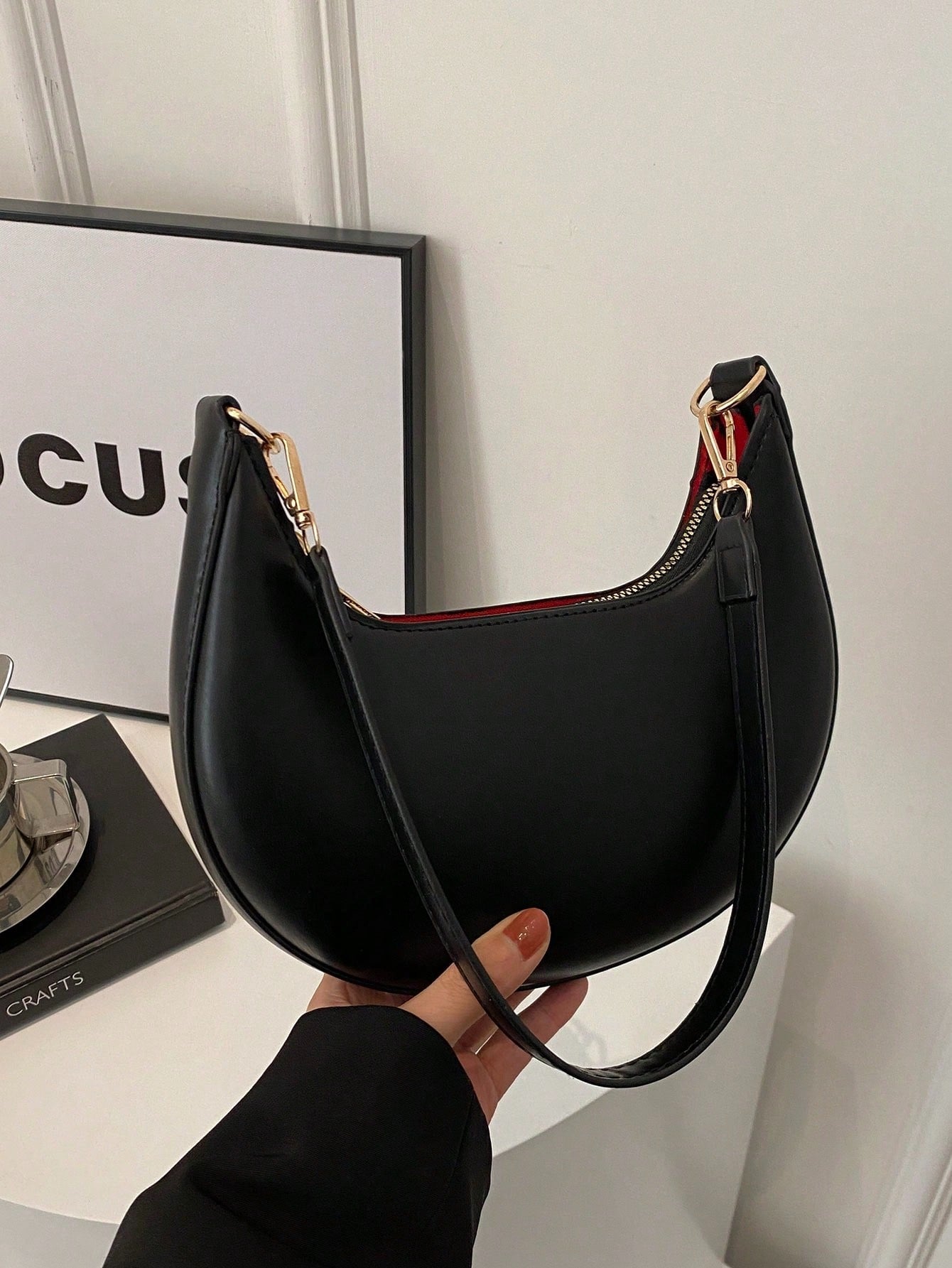 Crescent-Shaped Women's Shoulder Bag