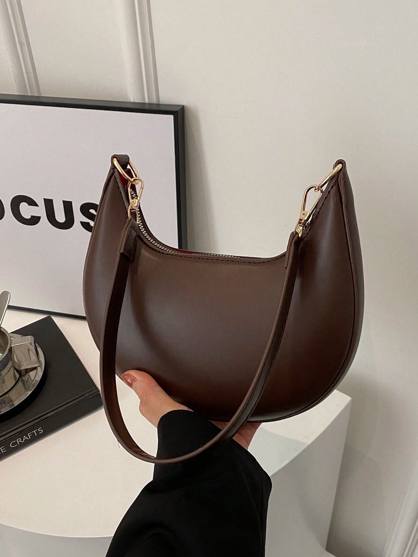 Crescent-Shaped Women's Shoulder Bag