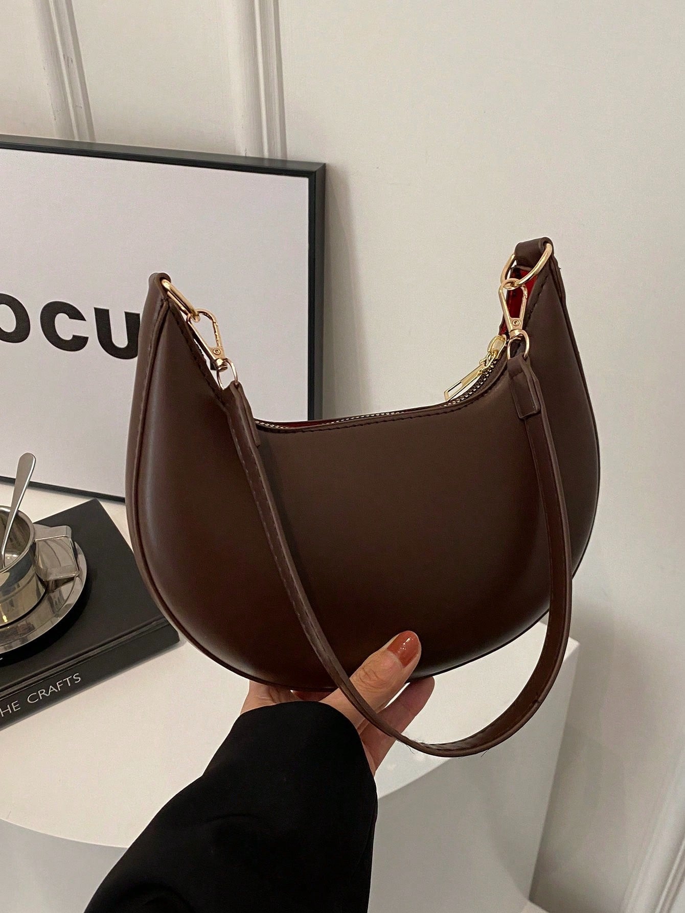Crescent-Shaped Women's Shoulder Bag
