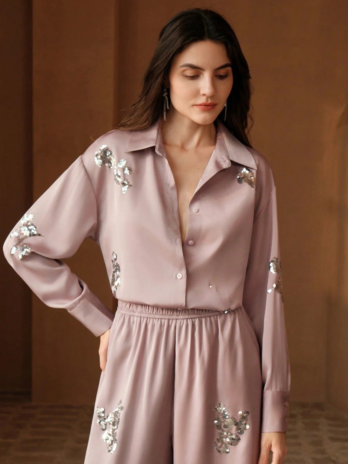 Classi Baby Pink Colour Comfortable Women's Co-Ord Set with Floral Print