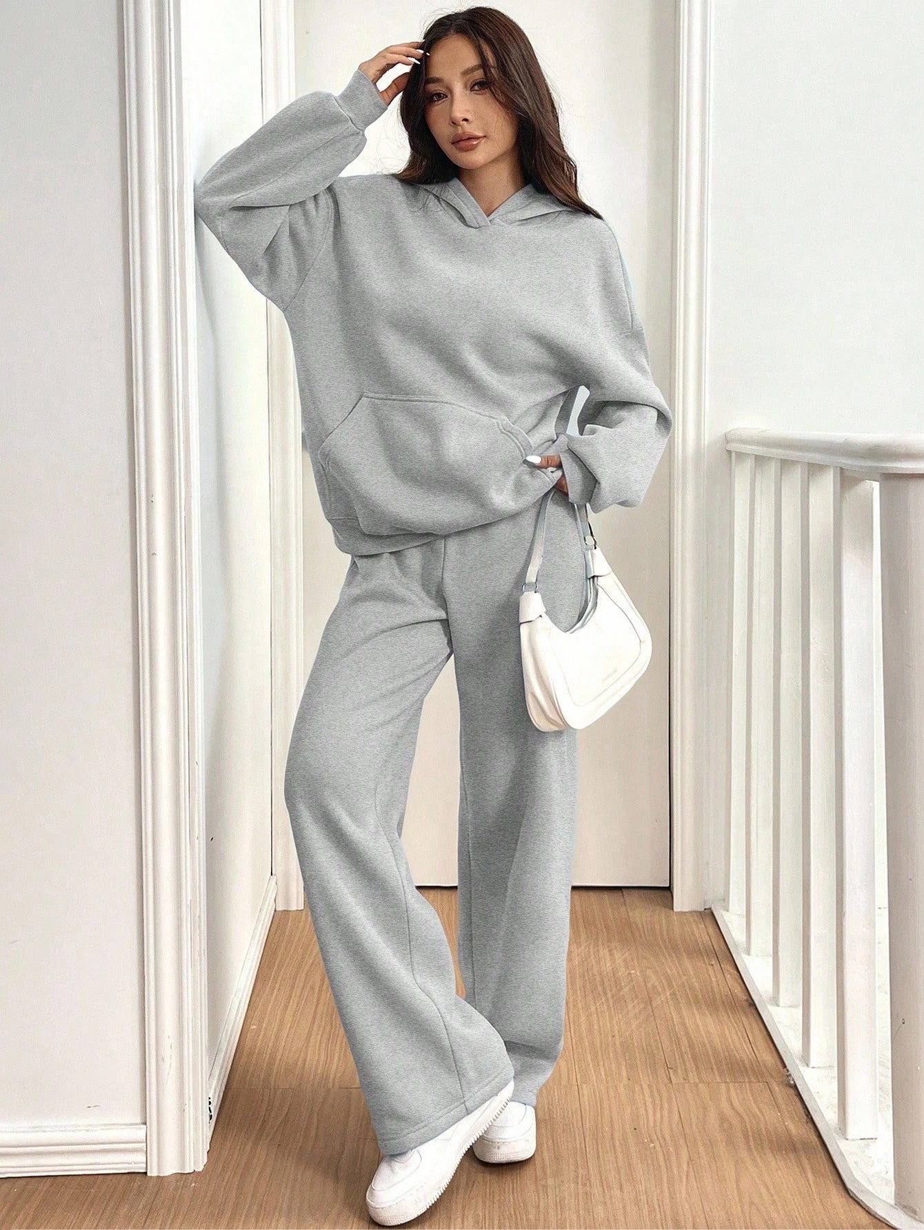 ARENIVA - Light Grey Colour Women's Comfortable Co-Ord Set