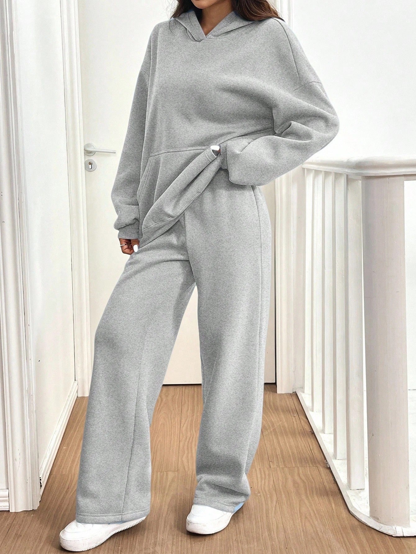 ARENIVA - Light Grey Colour Women's Comfortable Co-Ord Set