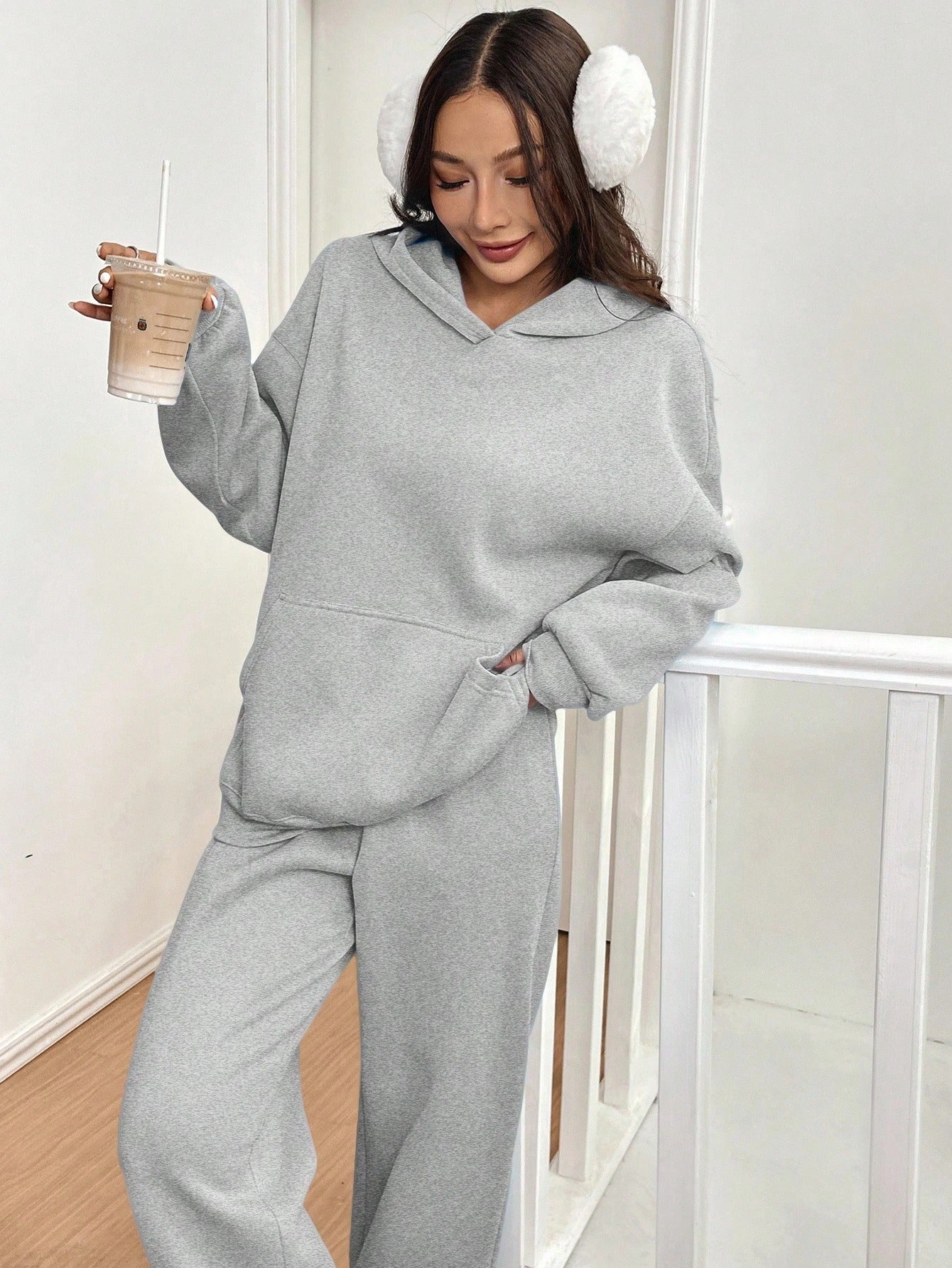 ARENIVA - Light Grey Colour Women's Comfortable Co-Ord Set