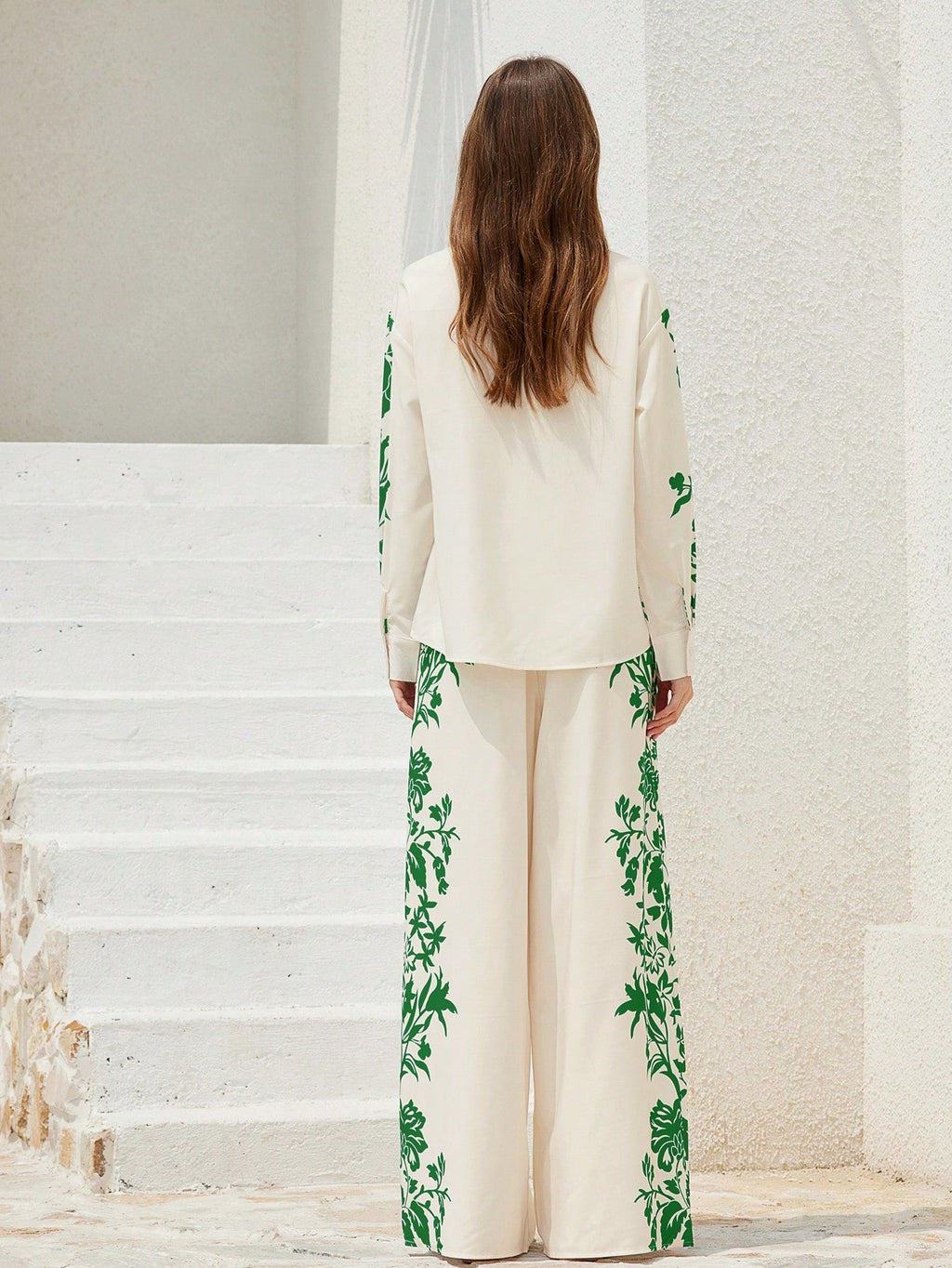 ARENIVA - Cloud White Colour Classi Printed Co-Ord Set