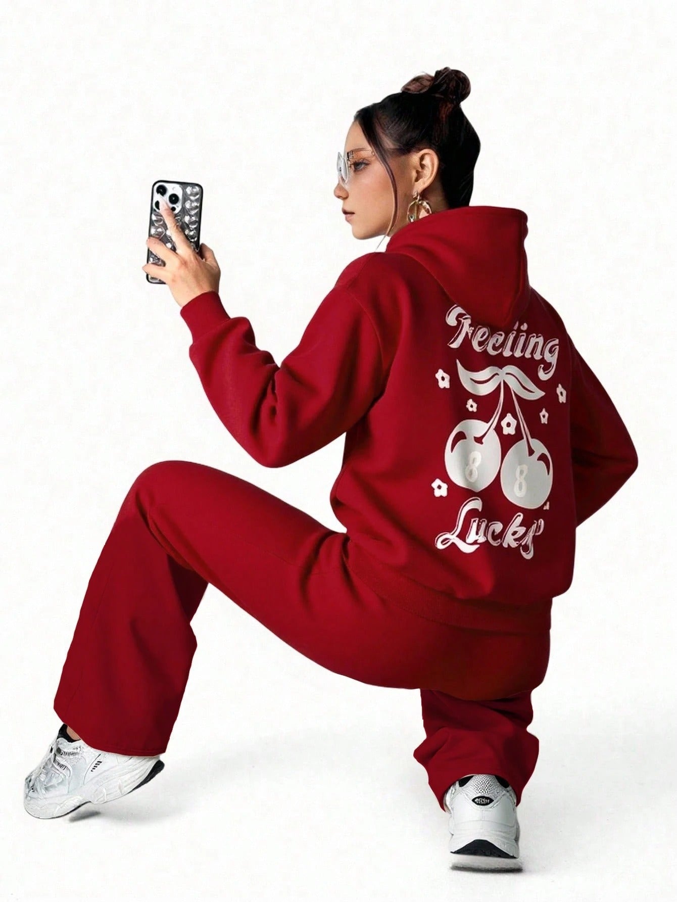 Red Colour Women's Comfortable Co-Ord Set with Graphic Print