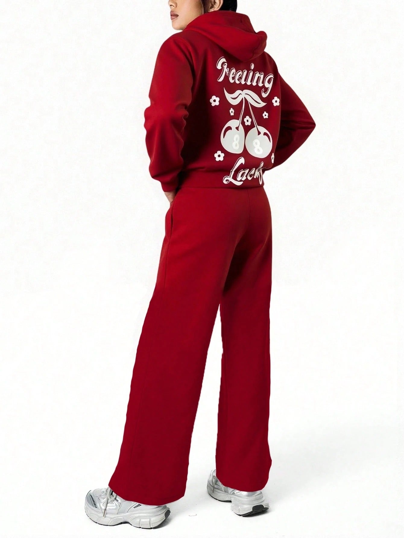 Red Colour Women's Comfortable Co-Ord Set with Graphic Print