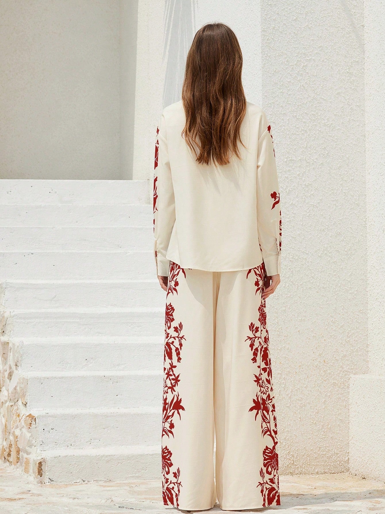 ARENIVA - Cloud White Colour Classi Printed Co-Ord Set