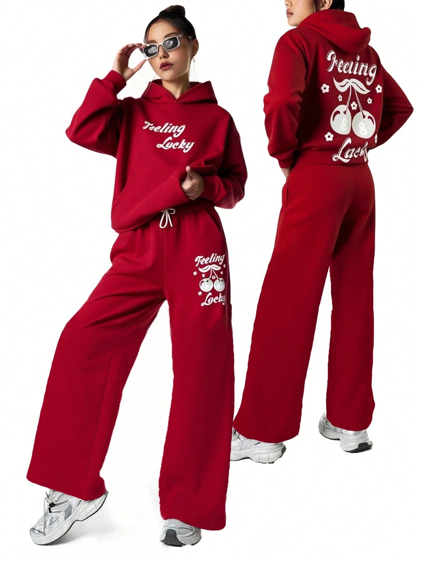 Red Colour Women's Comfortable Co-Ord Set with Graphic Print