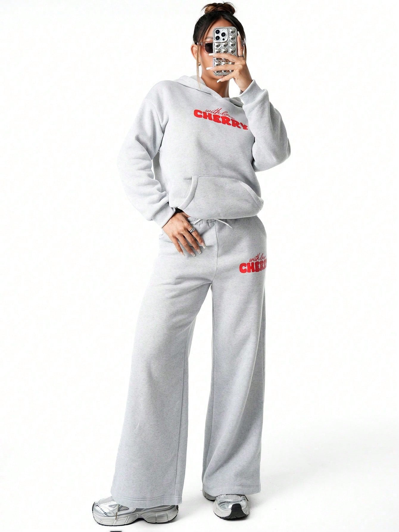 Grey Colour Women's Comfortable Co-Ord Set with Graphic Print