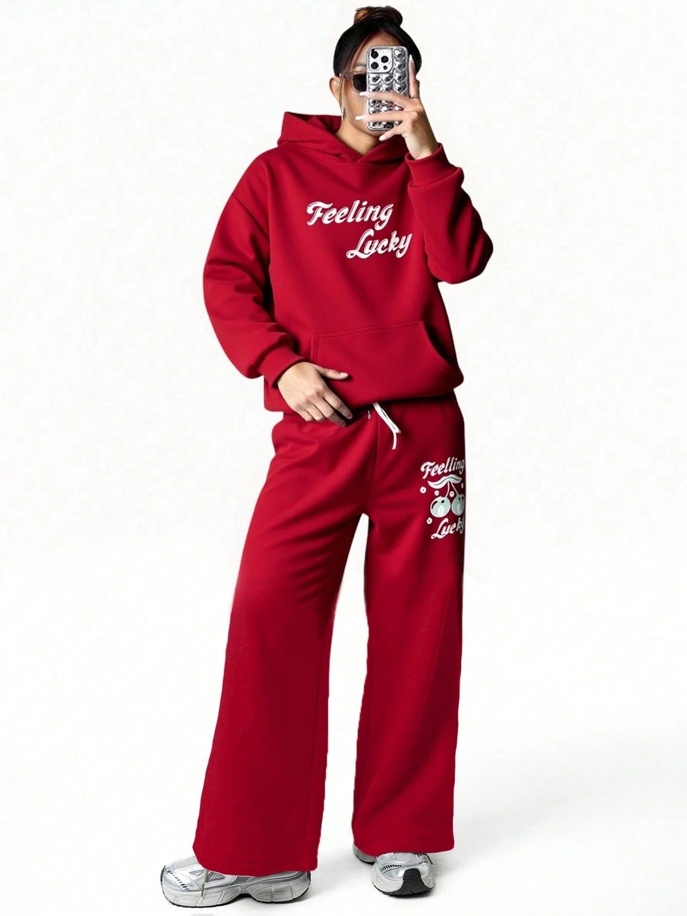 Red Colour Women's Comfortable Co-Ord Set with Graphic Print