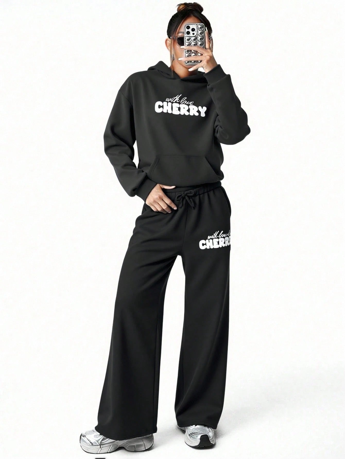 Black Colour Women's Comfortable Co-Ord Set with Graphic Print