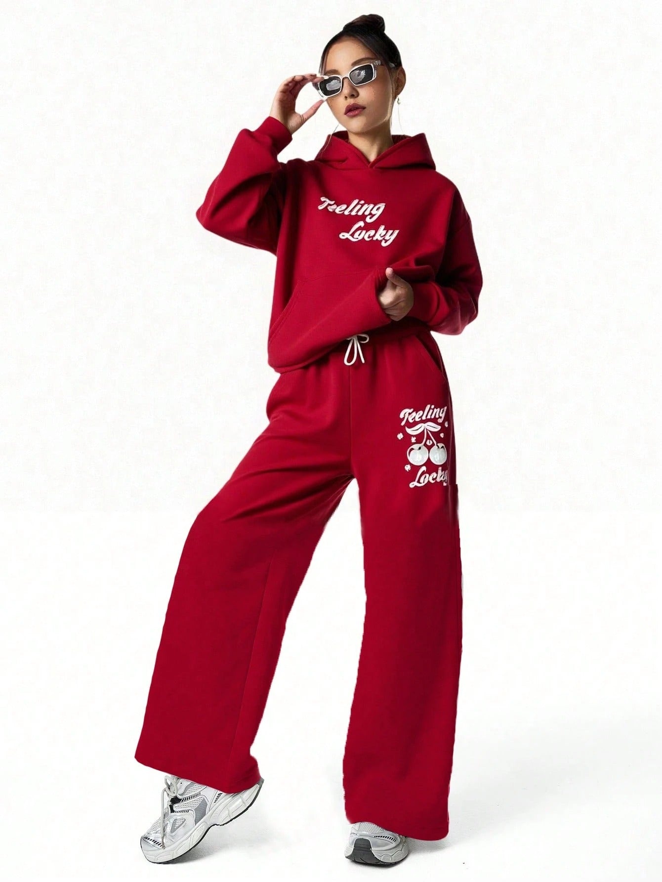 Red Colour Women's Comfortable Co-Ord Set with Graphic Print