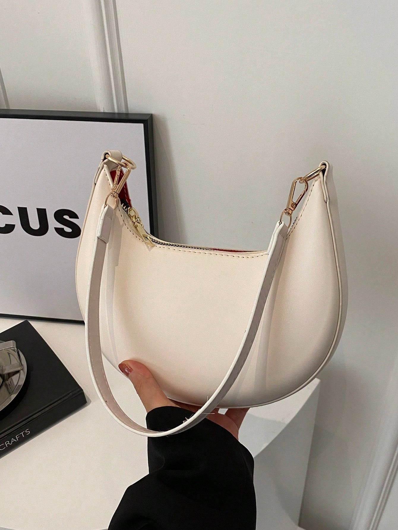 Crescent-Shaped Women's Shoulder Bag